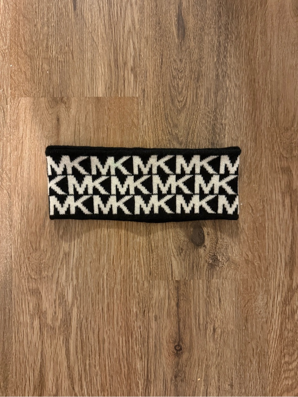 Michael Kors Black & White MK Logo Knit Headband